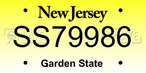 SS79986 New Jersey License Plate