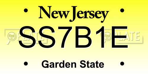 SS7B1E New Jersey License Plate