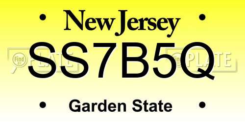 SS7B5Q New Jersey License Plate