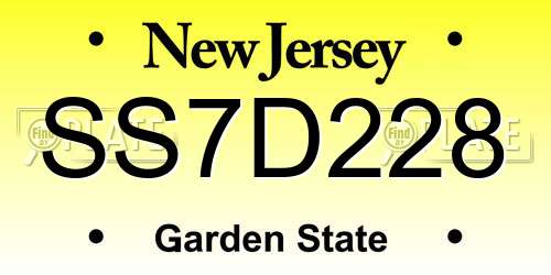 SS7D228 New Jersey License Plate