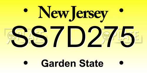 SS7D275 New Jersey License Plate