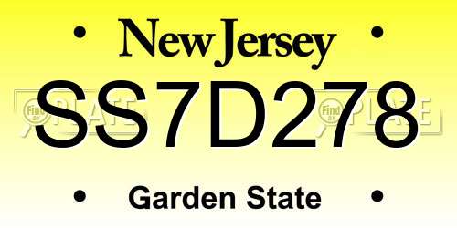 SS7D278 New Jersey License Plate