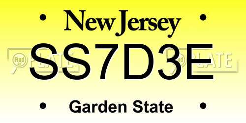 SS7D3E New Jersey License Plate