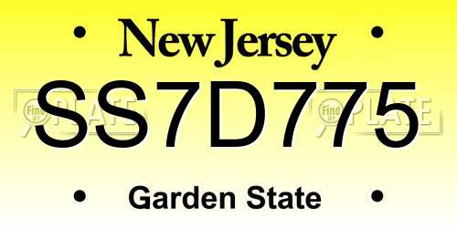 SS7D775 New Jersey License Plate