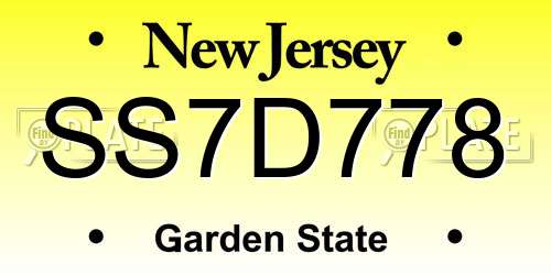 SS7D778 New Jersey License Plate