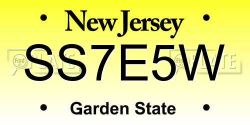 SS7E5W New Jersey License Plate