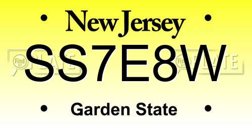 SS7E8W New Jersey License Plate