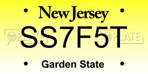 SS7F5T New Jersey License Plate