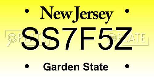 SS7F5Z New Jersey License Plate
