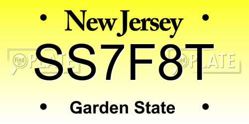 SS7F8T New Jersey License Plate