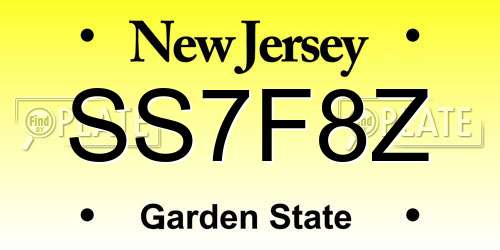 SS7F8Z New Jersey License Plate
