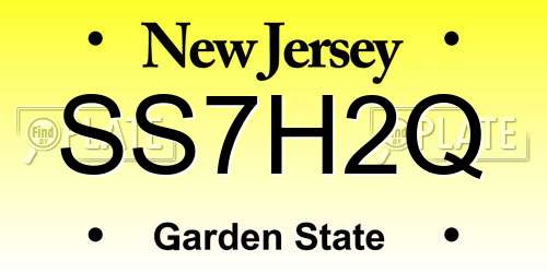 SS7H2Q New Jersey License Plate