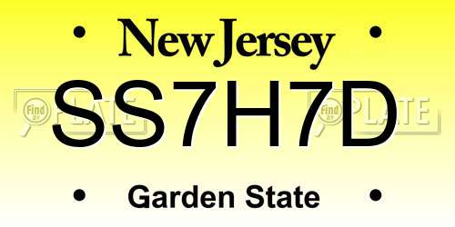 SS7H7D New Jersey License Plate