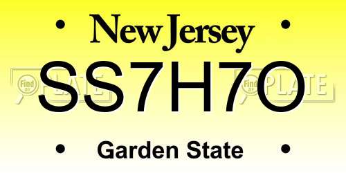 SS7H7O New Jersey License Plate
