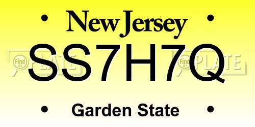SS7H7Q New Jersey License Plate