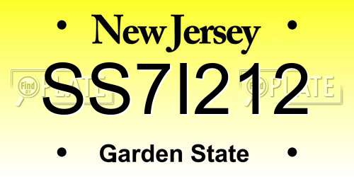 SS7I212 New Jersey License Plate