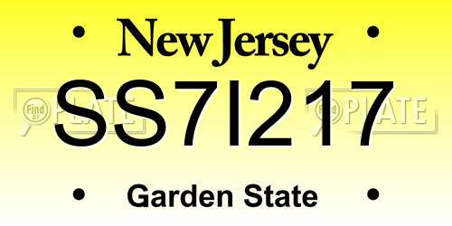 SS7I217 New Jersey License Plate