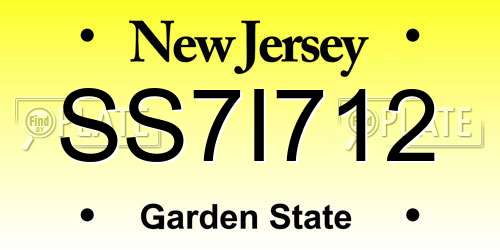 SS7I712 New Jersey License Plate
