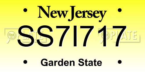 SS7I717 New Jersey License Plate