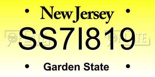 SS7I819 New Jersey License Plate
