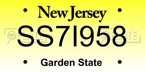 SS7I958 New Jersey License Plate