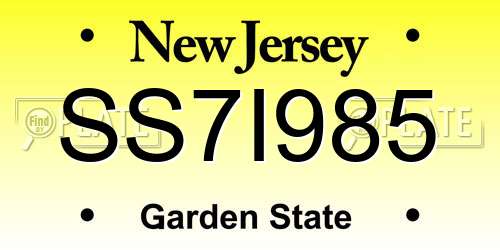 SS7I985 New Jersey License Plate
