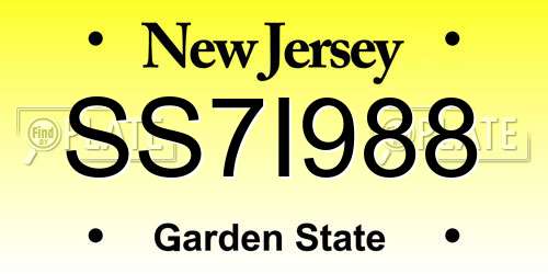 SS7I988 New Jersey License Plate