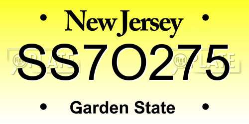 SS7O275 New Jersey License Plate