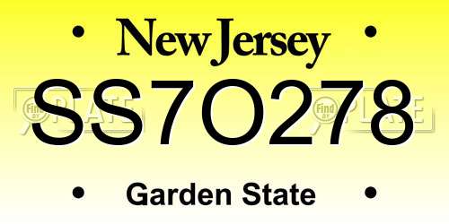 SS7O278 New Jersey License Plate