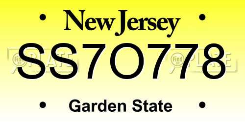 SS7O778 New Jersey License Plate