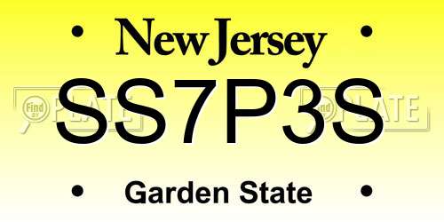 SS7P3S New Jersey License Plate