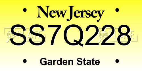 SS7Q228 New Jersey License Plate