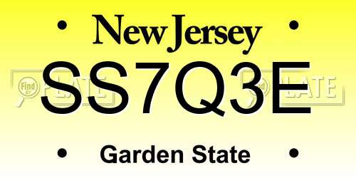 SS7Q3E New Jersey License Plate