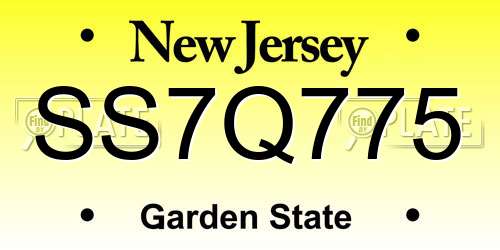 SS7Q775 New Jersey License Plate