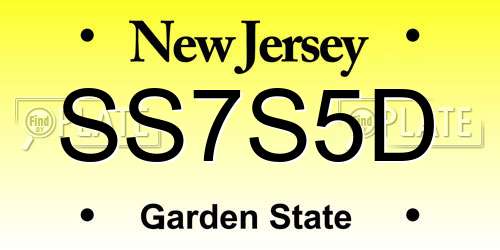 SS7S5D New Jersey License Plate