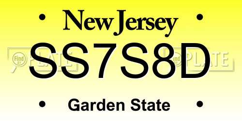 SS7S8D New Jersey License Plate