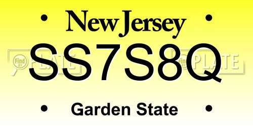 SS7S8Q New Jersey License Plate