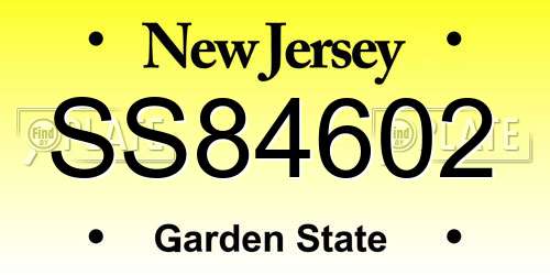 SS84602 New Jersey License Plate