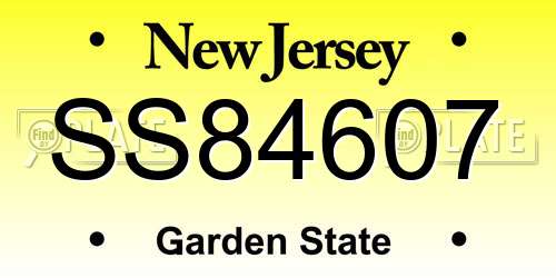 SS84607 New Jersey License Plate