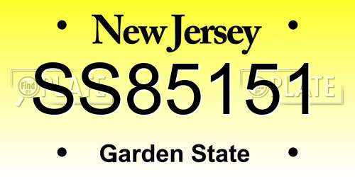 SS85151 New Jersey License Plate