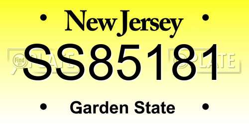 SS85181 New Jersey License Plate