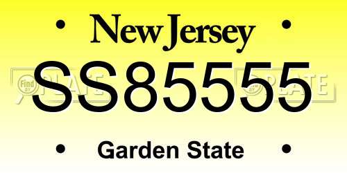 SS85555 New Jersey License Plate