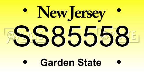 SS85558 New Jersey License Plate