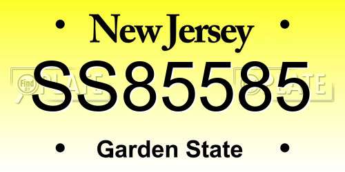 SS85585 New Jersey License Plate