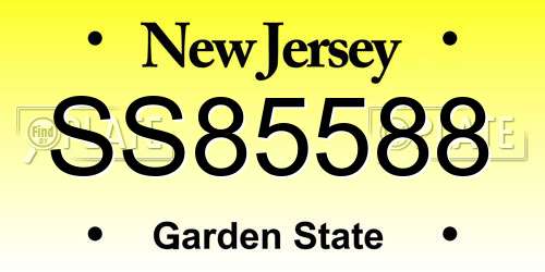 SS85588 New Jersey License Plate