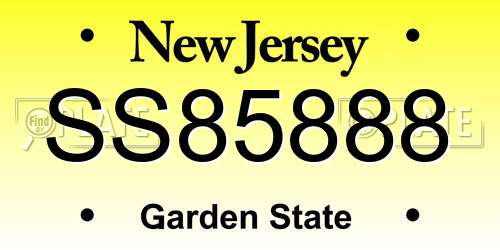 SS85888 New Jersey License Plate