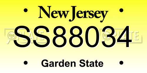 SS88034 New Jersey License Plate