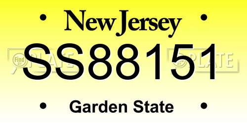 SS88151 New Jersey License Plate