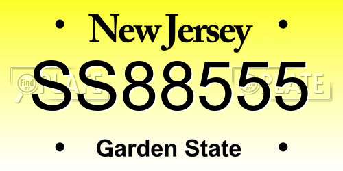 SS88555 New Jersey License Plate