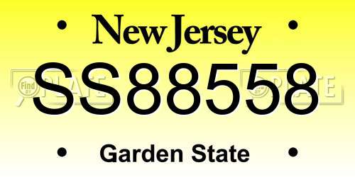 SS88558 New Jersey License Plate